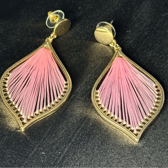 Pink & Gold Boho Drop Earrings – Statement Dangle Jewelry NWT - Picture 7 of 13